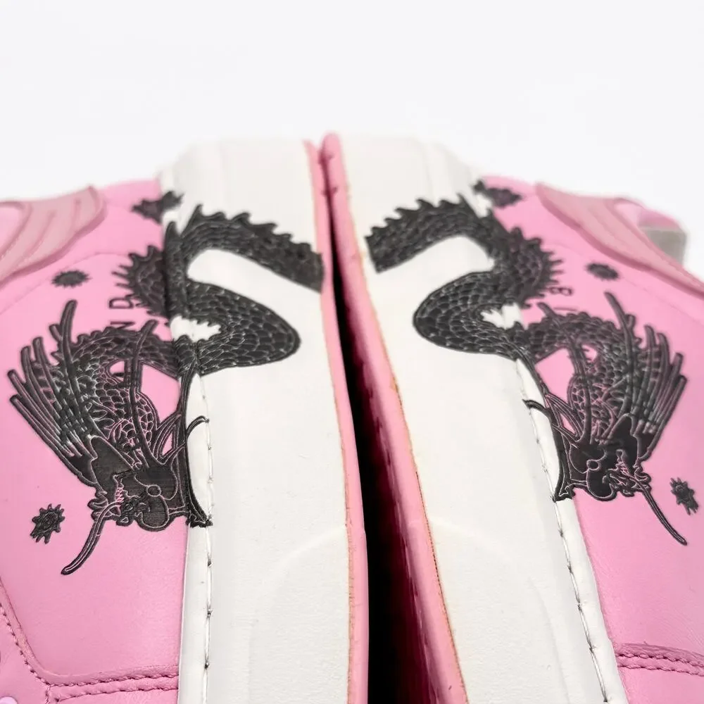 John Richmond JRCH Pink Dragon Print Leather Low Top Sneakers Women’s
